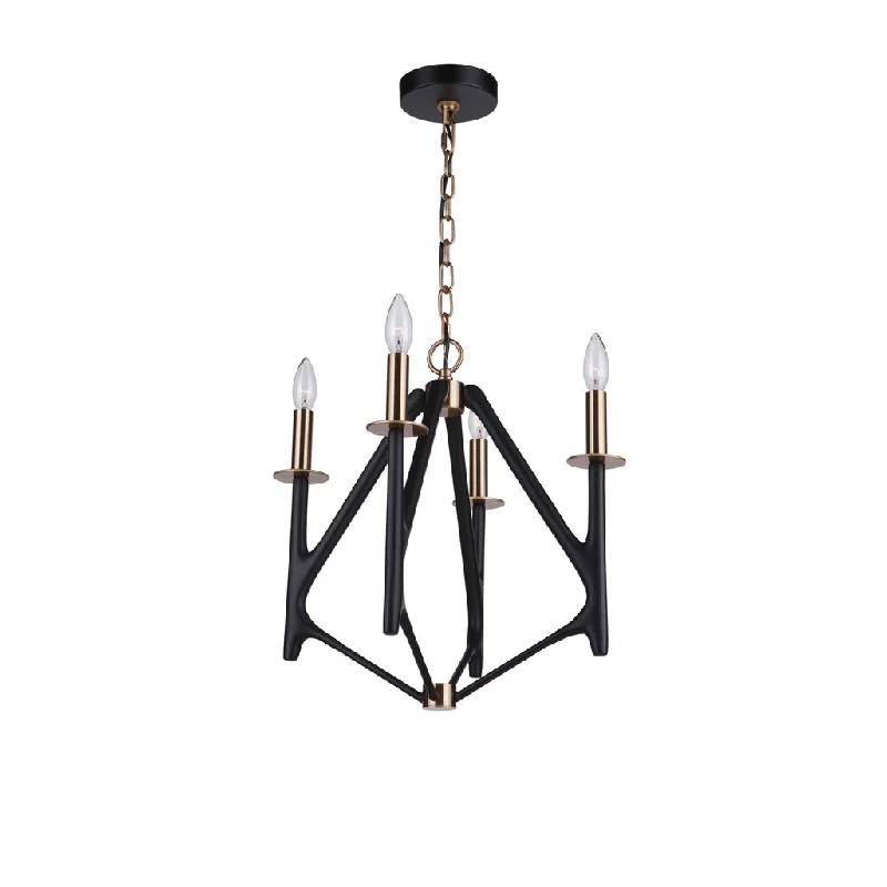 Industrial Lighting for Woodworking FactoriesThe Reserve 4 Light Chandelier in Flat Black/Satin Brass Industrial Lighting for Woodworking FactoriesThe Reserve 4 Light Chandelier in Flat Black/Satin Brass