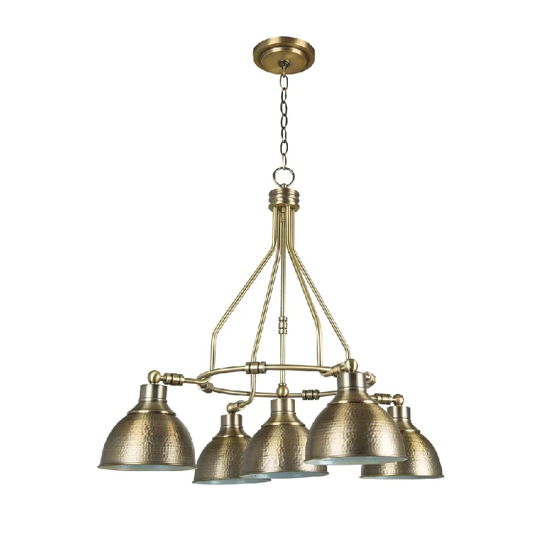 Adjustable Industrial Lighting for Flexible IlluminationTimarron 5 Light Down Chandelier in Legacy Brass Adjustable Industrial Lighting for Flexible IlluminationTimarron 5 Light Down Chandelier in Legacy Brass