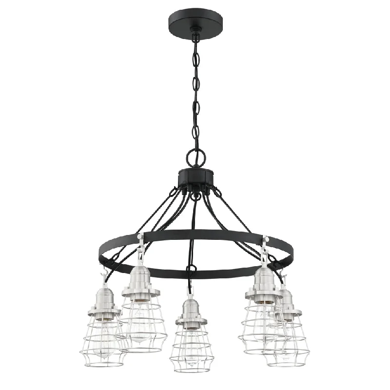 Color - Tunable Industrial Lighting for Special ApplicationsThatcher 5 Light Chandelier in Flat Black/Brushed Polished Nickel Color - Tunable Industrial Lighting for Special ApplicationsThatcher 5 Light Chandelier in Flat Black/Brushed Polished Nickel