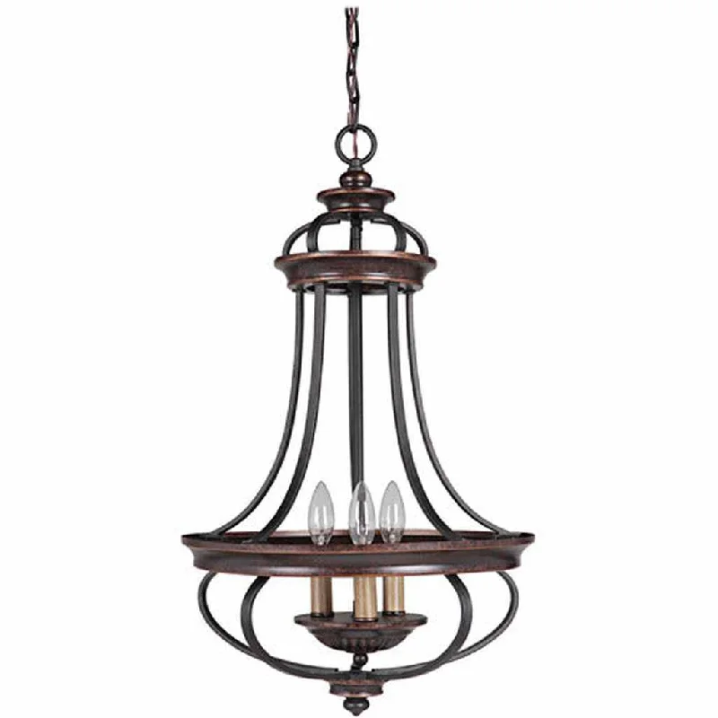 Industrial Area Lighting for Large Open SpacesStafford 3 Light Foyer in Aged Bronze/Textured Black