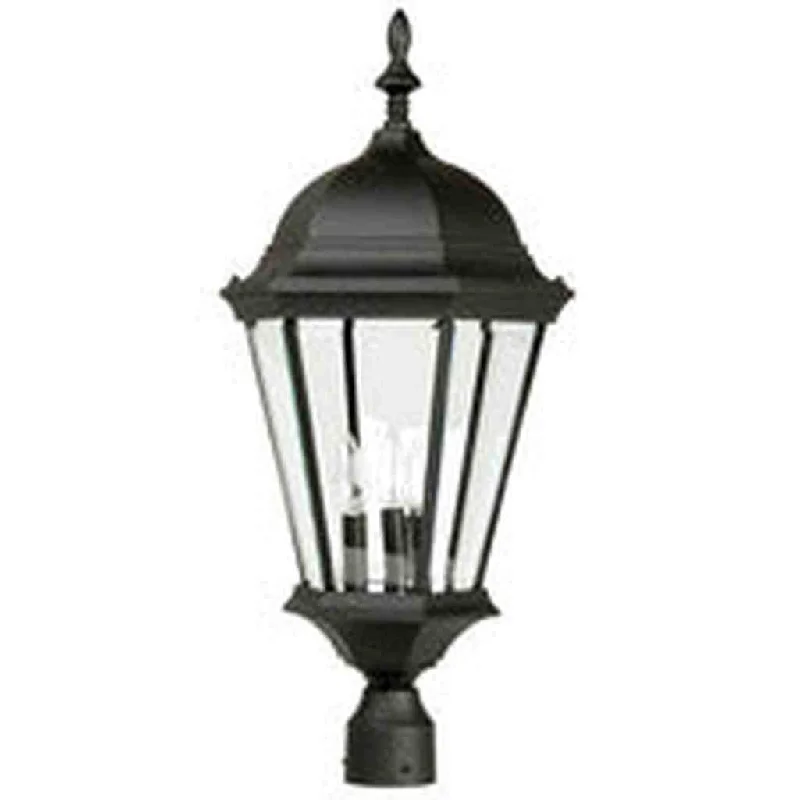 Industrial Lighting for Furniture FactoriesStraight Glass Cast 3 Light Outdoor Post Mount in Textured Black
