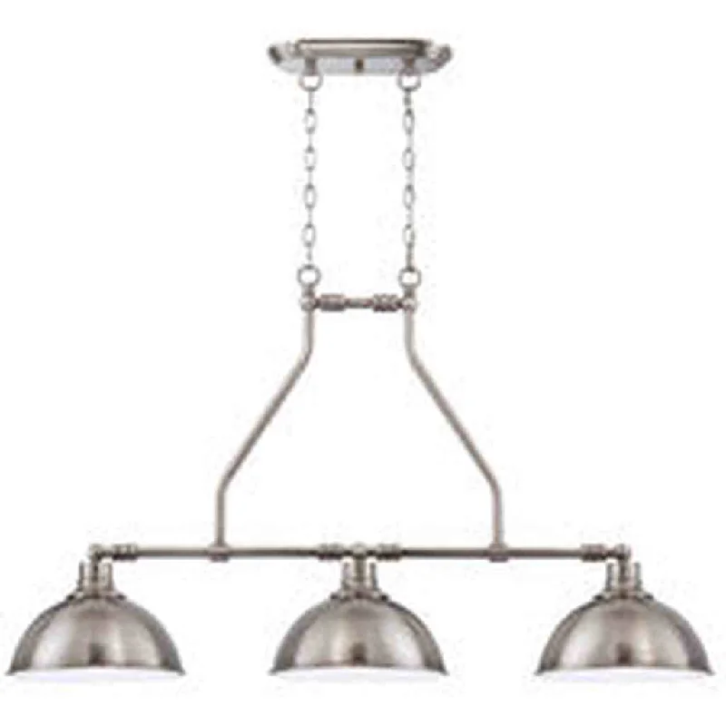 Industrial Ceiling - Mounted Lighting for Assembly PlantsTimarron 3 Light Island in Antique Nickel Industrial Ceiling - Mounted Lighting for Assembly PlantsTimarron 3 Light Island in Antique Nickel
