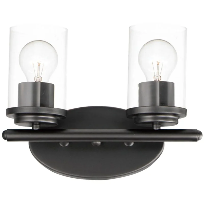 Corrosion - Resistant Industrial Lighting for Coastal FactoriesCorona 12 In. 2 Lights Vanity Light Black finish with clear glass Corrosion - Resistant Industrial Lighting for Coastal FactoriesCorona 12 In. 2 Lights Vanity Light Black finish with clear glass