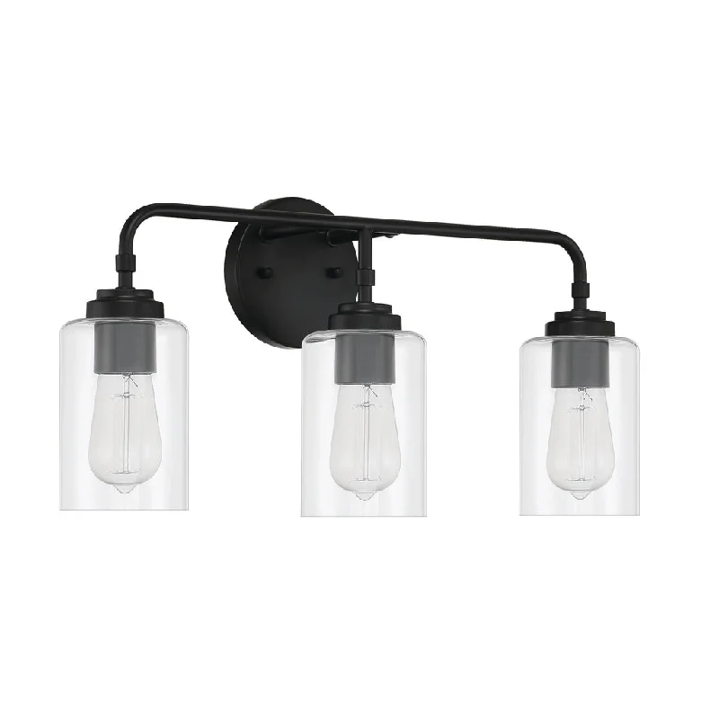 Industrial Lighting for Food Processing FactoriesStowe 3 Light Vanity in Flat Black Industrial Lighting for Food Processing FactoriesStowe 3 Light Vanity in Flat Black