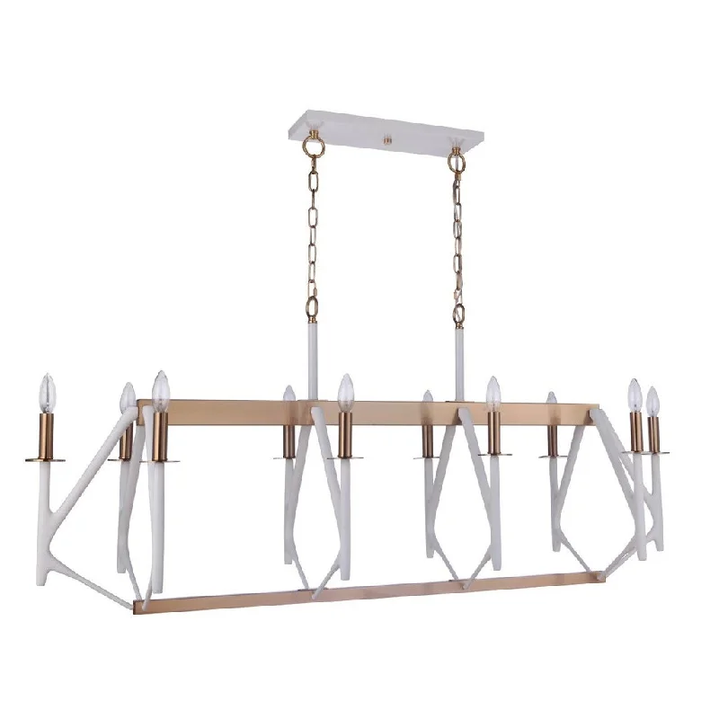 Corrosion - Resistant Industrial Lighting for Coastal FactoriesThe Reserve 10 Light Island in Matte White/Satin Brass Corrosion - Resistant Industrial Lighting for Coastal FactoriesThe Reserve 10 Light Island in Matte White/Satin Brass