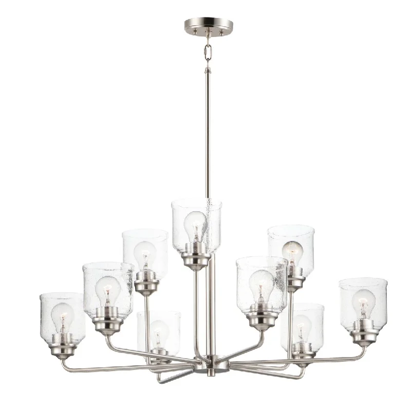 Industrial Ceiling - Mounted Lighting for Assembly PlantsAcadia 35 in. 9 Lights Chandelier Satin Nickel Finish