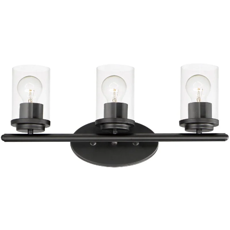 Industrial Lighting for Metal Fabrication ShopsCorona 19 In. 3 Lights Vanity Light Black finish with clear glass