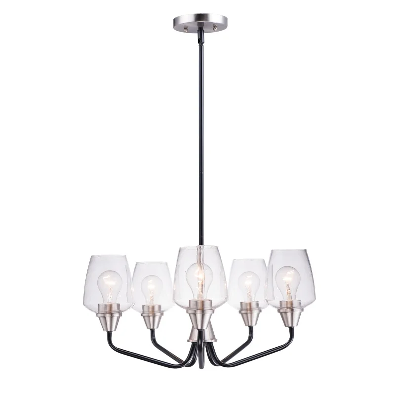 Industrial Ceiling - Mounted Lighting for Assembly PlantsGoblet 23 in. 5 Lights Chandelier Satin Nickel Finish