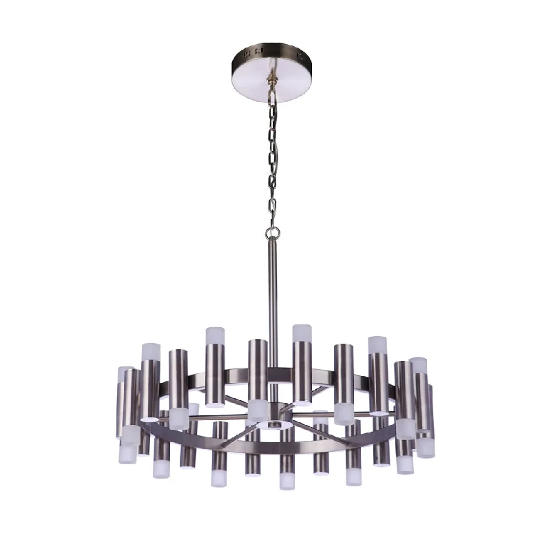Industrial Lighting for Metal Fabrication ShopsSimple Lux 24 Light LED Chandelier in Brushed Polished Nickel