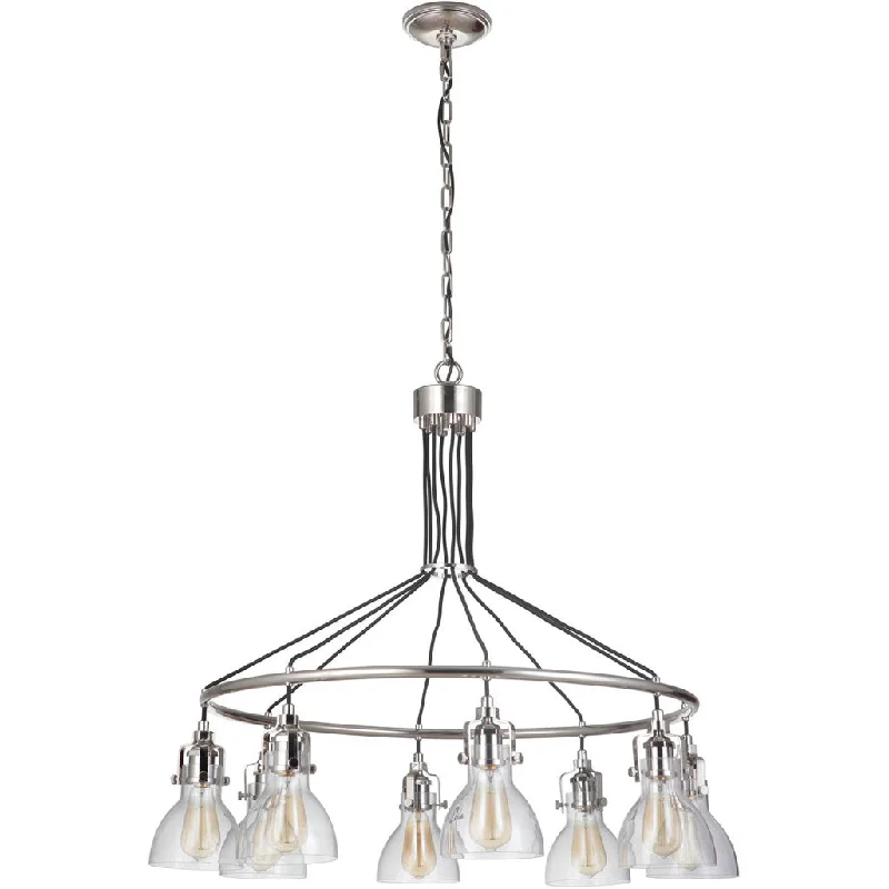 Industrial Area Lighting for Large Open SpacesState House 8 Light Chandelier in Polished Nickel Industrial Area Lighting for Large Open SpacesState House 8 Light Chandelier in Polished Nickel