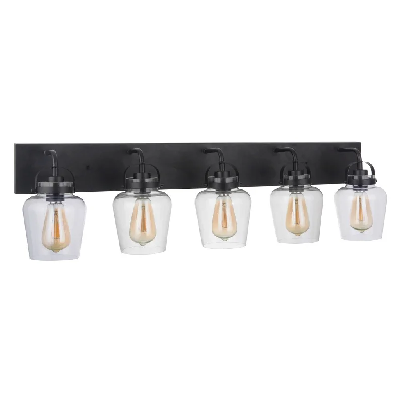 Waterproof Industrial Lighting for Wet AreasTrystan 5 Light Vanity in Flat Black