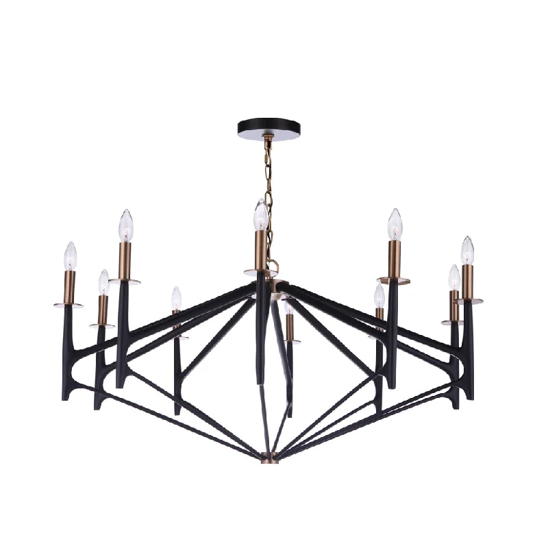 Industrial Area Lighting for Large Open SpacesThe Reserve 10 Light Chandelier in Flat Black/Satin Brass Industrial Area Lighting for Large Open SpacesThe Reserve 10 Light Chandelier in Flat Black/Satin Brass
