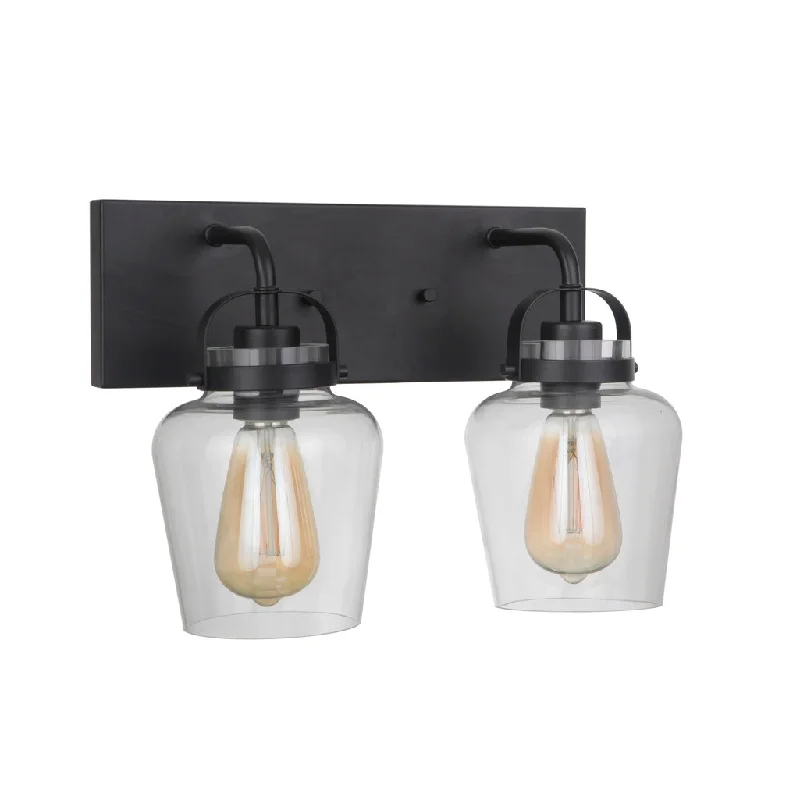 Dust - Resistant Industrial Lighting for Dirty WorkspacesTrystan 2 Light Vanity in Flat Black Dust - Resistant Industrial Lighting for Dirty WorkspacesTrystan 2 Light Vanity in Flat Black