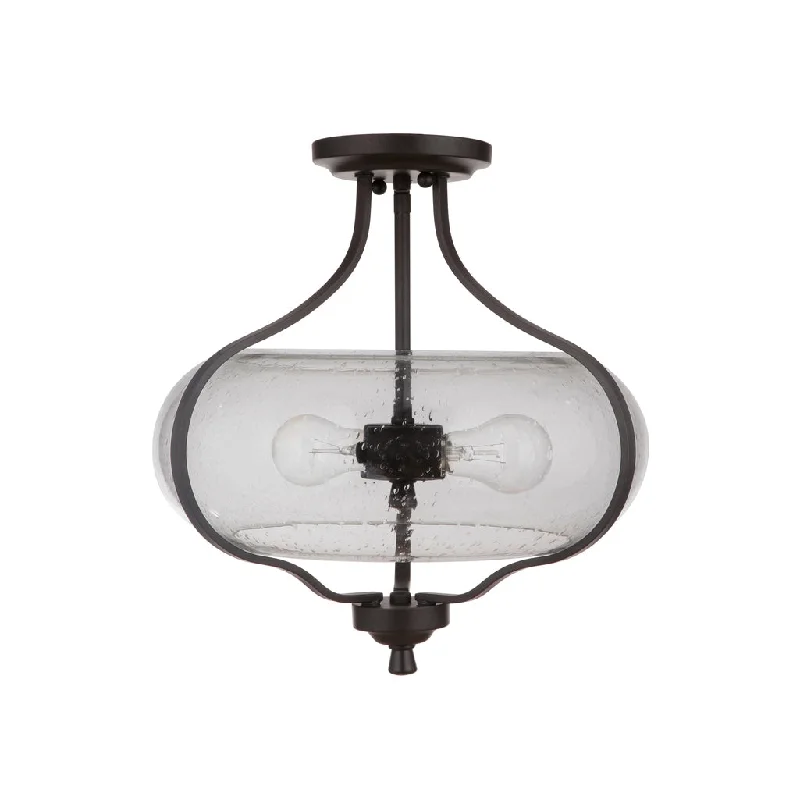 Industrial Pendant Lighting for Machine ShopsSerene 2 Light Semi Flush in Espresso