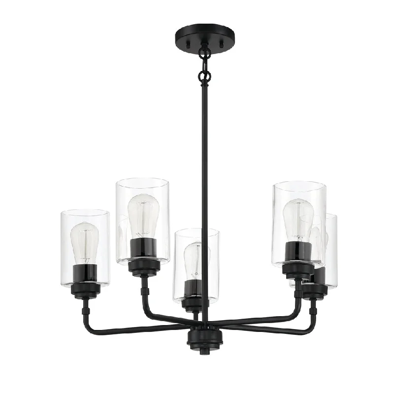 Industrial Lighting for Metal Fabrication ShopsStowe 5 Light Chandelier in Flat Black
