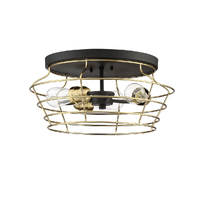 Industrial Lighting with High CRI (Color Rendering Index) for True Color PerceptionThatcher 3 Light Flushmount in Flat Black/Satin Brass Industrial Lighting with High CRI (Color Rendering Index) for True Color PerceptionThatcher 3 Light Flushmount in Flat Black/Satin Brass