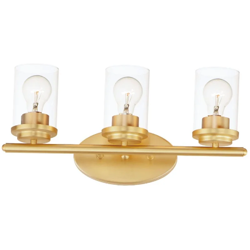 Shock - Resistant Industrial Lighting for Vibrating Machinery AreasCorona 19 In. 3 Lights Vanity Light Satin Brass finish Shock - Resistant Industrial Lighting for Vibrating Machinery AreasCorona 19 In. 3 Lights Vanity Light Satin Brass finish