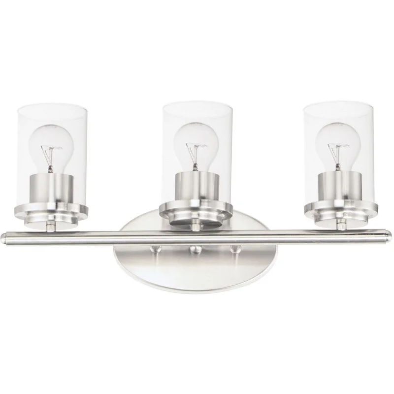Industrial Lighting for Woodworking FactoriesCorona 19 In. 3 Lights Vanity Light Satin Nickel finish with clear glass