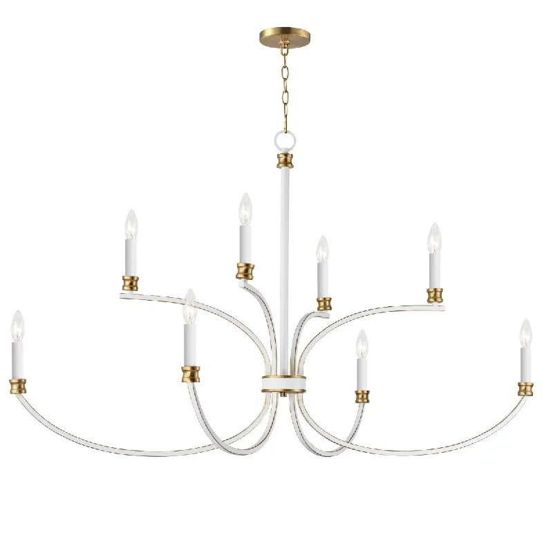 Industrial Wall - Mounted Lighting for Workshop WallsCharlton 48 in. 8 Lights Chandelier White & Gold Finish Industrial Wall - Mounted Lighting for Workshop WallsCharlton 48 in. 8 Lights Chandelier White & Gold Finish