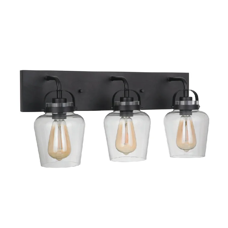 Industrial Lighting for Printing Press FacilitiesTrystan 3 Light Vanity in Flat Black Industrial Lighting for Printing Press FacilitiesTrystan 3 Light Vanity in Flat Black