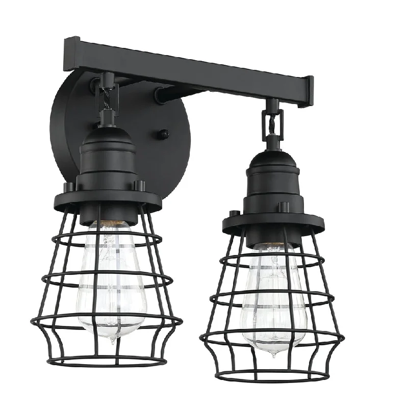 Industrial Lighting for Electronics ManufacturingThatcher 2 Light Vanity in Flat Black