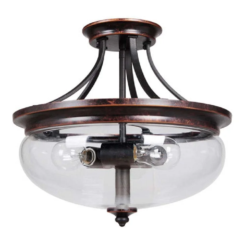 High - Bay LED Industrial Lighting for WarehousesStafford 3 Light Semi Flush in Aged Bronze/Textured Black