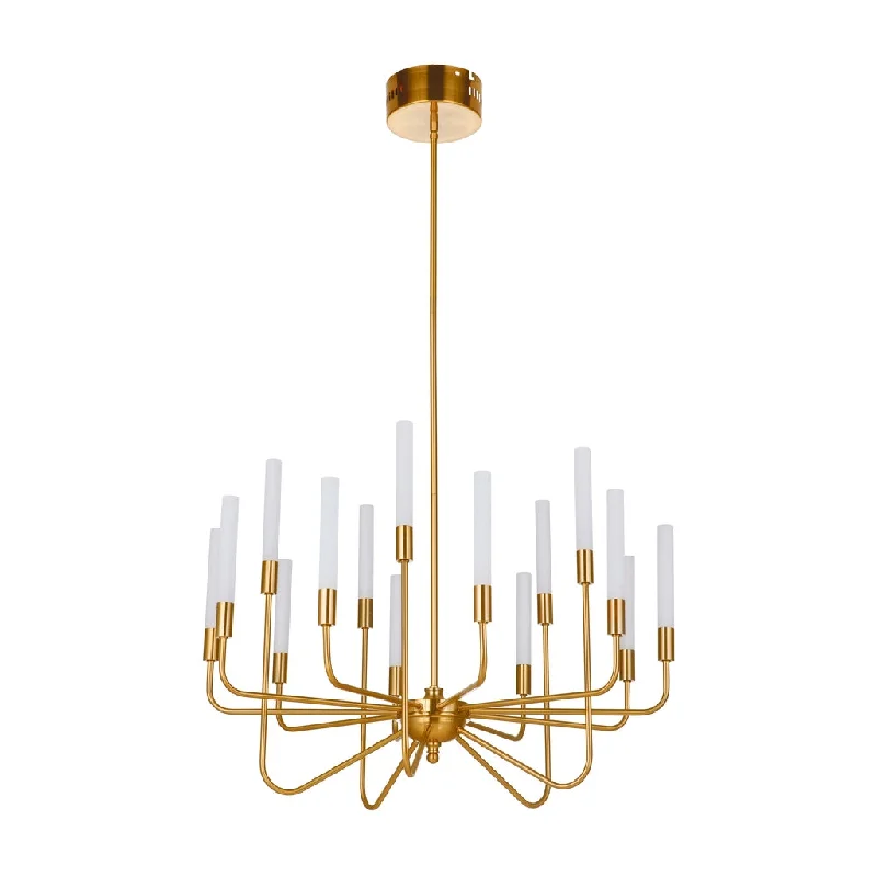 Industrial Lighting for Chemical PlantsValdi 15 Light LED Chandelier in Satin Brass Industrial Lighting for Chemical PlantsValdi 15 Light LED Chandelier in Satin Brass