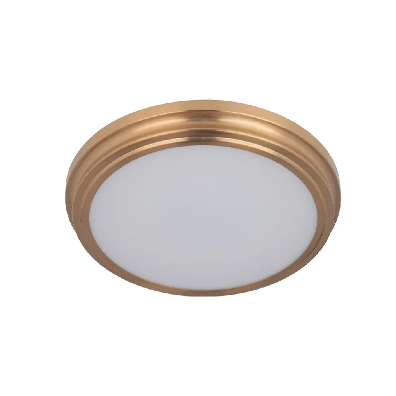 Industrial Lighting for Furniture FactoriesX66 Series 1 Light 13" LED Flushmount in Satin Brass Industrial Lighting for Furniture FactoriesX66 Series 1 Light 13" LED Flushmount in Satin Brass