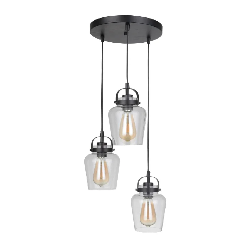 Industrial Lighting for Electronics ManufacturingTrystan 3 Light Pendant in Flat Black Industrial Lighting for Electronics ManufacturingTrystan 3 Light Pendant in Flat Black