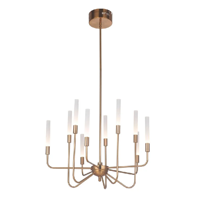 Industrial Lighting for Furniture FactoriesValdi 10 Light LED Chandelier in Satin Brass Industrial Lighting for Furniture FactoriesValdi 10 Light LED Chandelier in Satin Brass