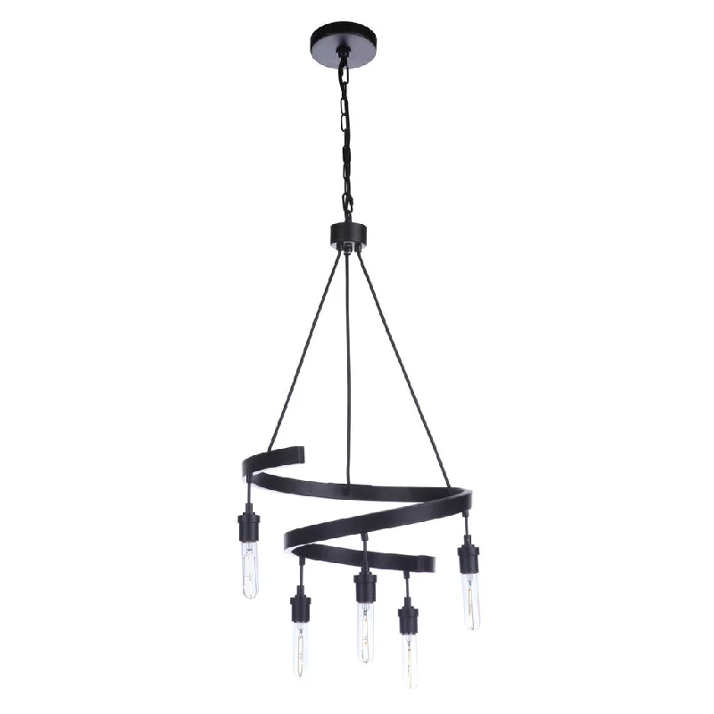 Industrial Lighting for Chemical PlantsTranquil 5 Light Chandelier in Flat Black