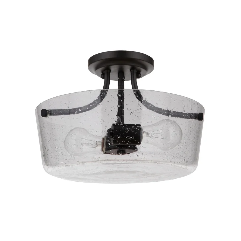 Industrial Lighting for Woodworking FactoriesTyler 2 Light Semi Flush in Flat Black Industrial Lighting for Woodworking FactoriesTyler 2 Light Semi Flush in Flat Black