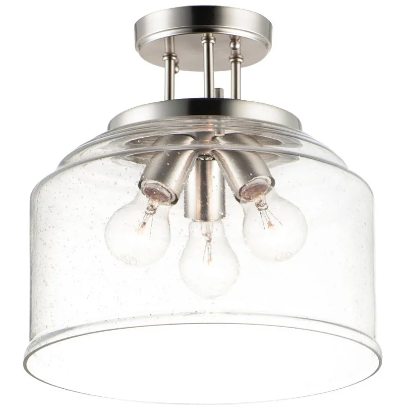 Industrial Exit Sign Lighting for Quick EvacuationAcadia 13 in. 3 Lights Semi Flush Mount Light Nickel finish Industrial Exit Sign Lighting for Quick EvacuationAcadia 13 in. 3 Lights Semi Flush Mount Light Nickel finish