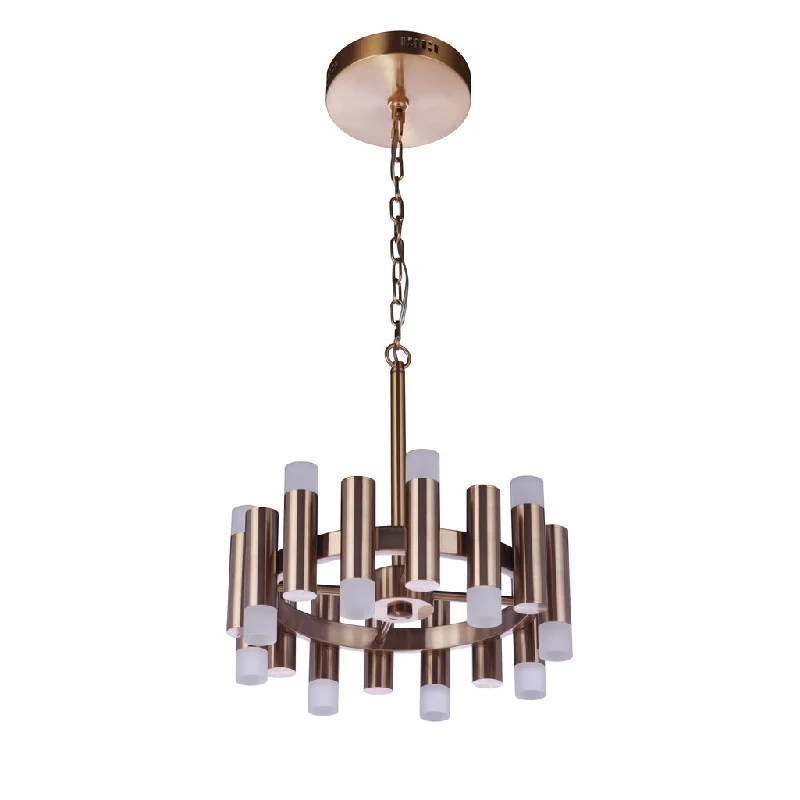Dimmable Industrial Lighting for Ambiance ControlSimple Lux 16 Light LED Chandelier in Satin Brass