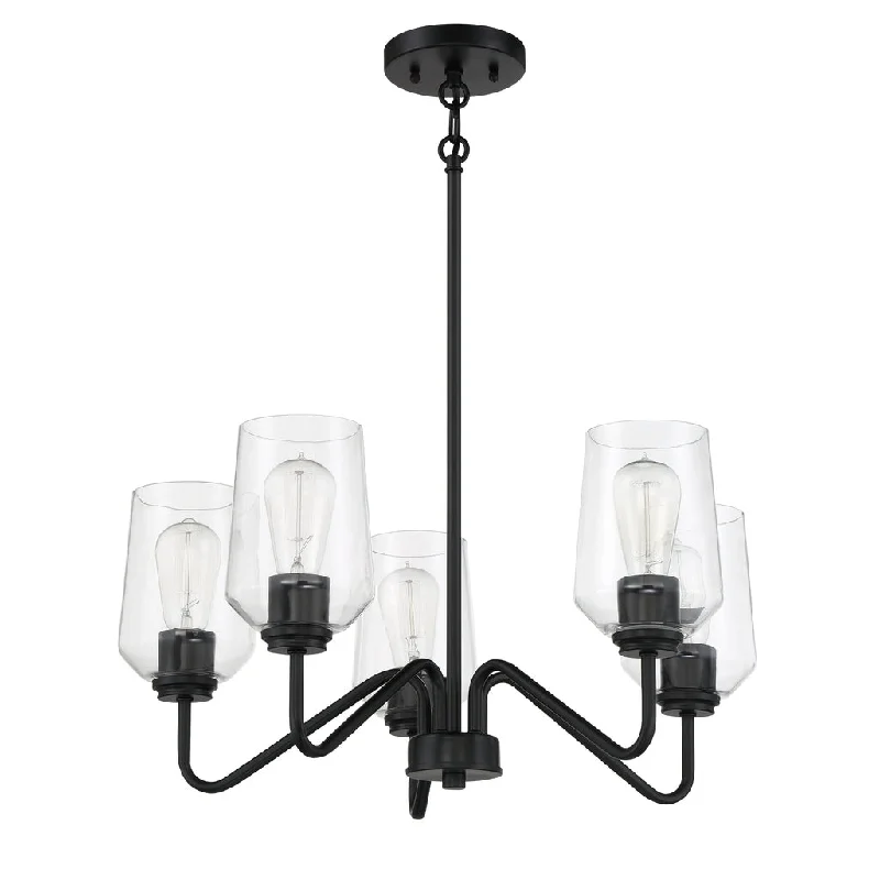 Dust - Resistant Industrial Lighting for Dirty WorkspacesShayna 5 Light Chandelier in Flat Black Dust - Resistant Industrial Lighting for Dirty WorkspacesShayna 5 Light Chandelier in Flat Black