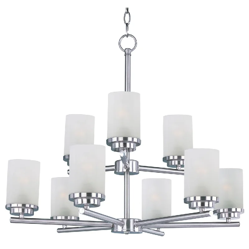 Industrial Lighting for Woodworking FactoriesCorona 28 in. 9 Lights Chandelier Satin Nickel Finish Frosted Glass Industrial Lighting for Woodworking FactoriesCorona 28 in. 9 Lights Chandelier Satin Nickel Finish Frosted Glass