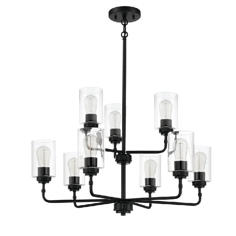 Industrial Lighting for Food Processing FactoriesStowe 9 Light Chandelier in Flat Black