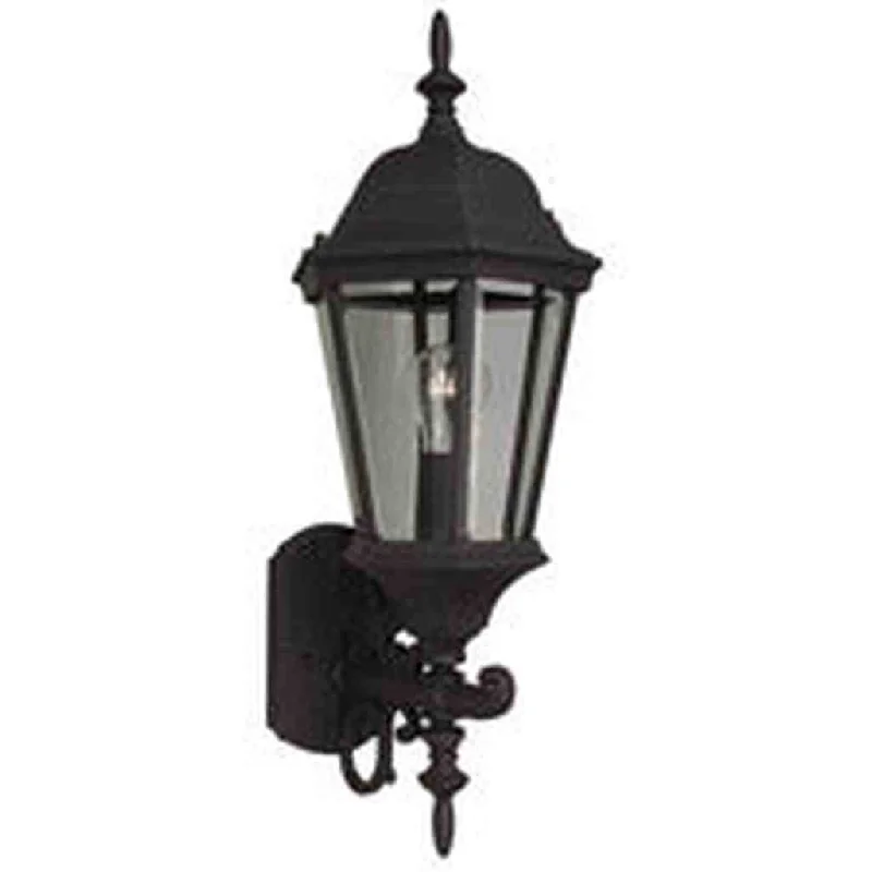 Industrial Flood Lighting for Outdoor Loading DocksStraight Glass Cast 1 Light Medium Outdoor Wall Lantern in Textured Black