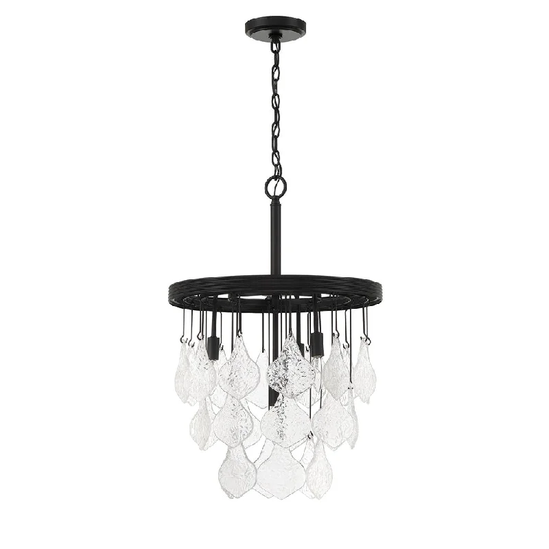 Industrial Area Lighting for Large Open SpacesVesi 4 Light Pendant in Flat Black