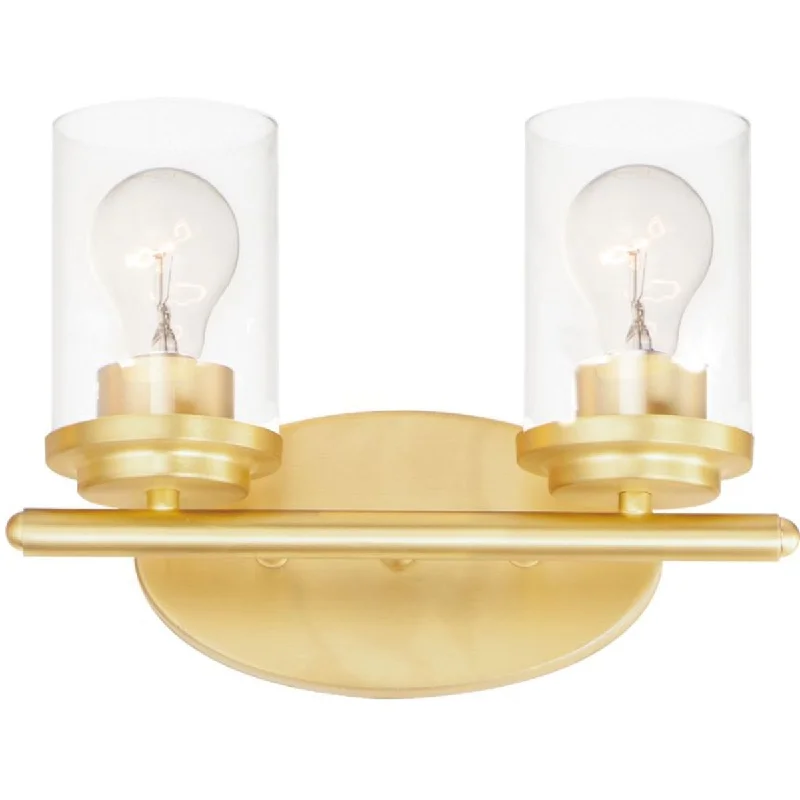 Waterproof Industrial Lighting for Wet AreasCorona 12 In. 2 Lights Vanity Light Satin Brass finish Waterproof Industrial Lighting for Wet AreasCorona 12 In. 2 Lights Vanity Light Satin Brass finish