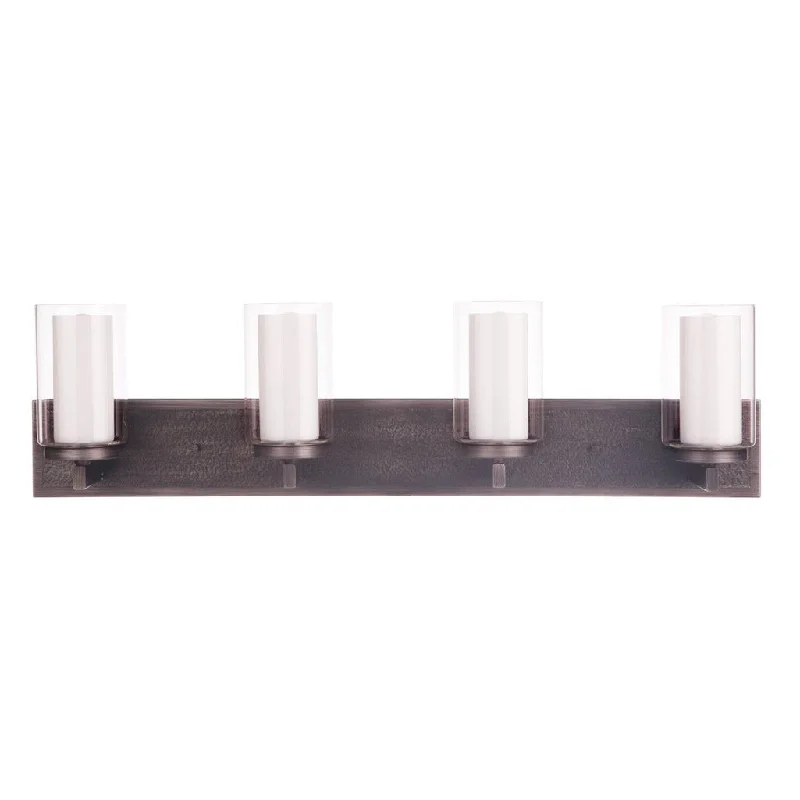 Industrial Emergency Lighting for Safety in FactoriesTexture 4 Light Vanity in Natural Iron/Vintage Iron