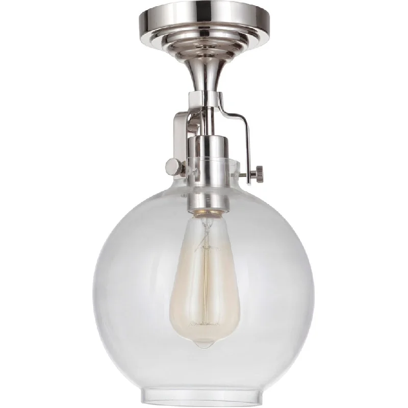 Corrosion - Resistant Industrial Lighting for Coastal FactoriesState House 1 Light Clear Glass Globe Semi Flush in Polished Nickel Corrosion - Resistant Industrial Lighting for Coastal FactoriesState House 1 Light Clear Glass Globe Semi Flush in Polished Nickel