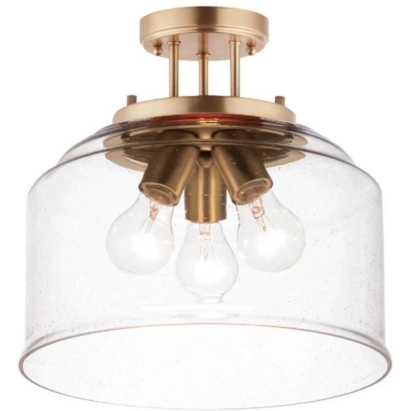 Industrial Lighting for Textile MillsAcadia 13 in. 3 Lights Semi Flush Mount Light Gold finish Industrial Lighting for Textile MillsAcadia 13 in. 3 Lights Semi Flush Mount Light Gold finish