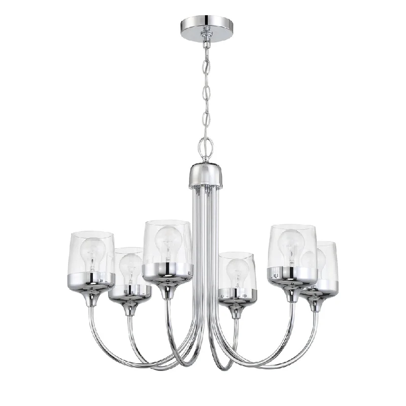 Low - Bay Industrial Lighting Fixtures for Small FactoriesWrenn 6 Light Chandelier in Chrome Low - Bay Industrial Lighting Fixtures for Small FactoriesWrenn 6 Light Chandelier in Chrome