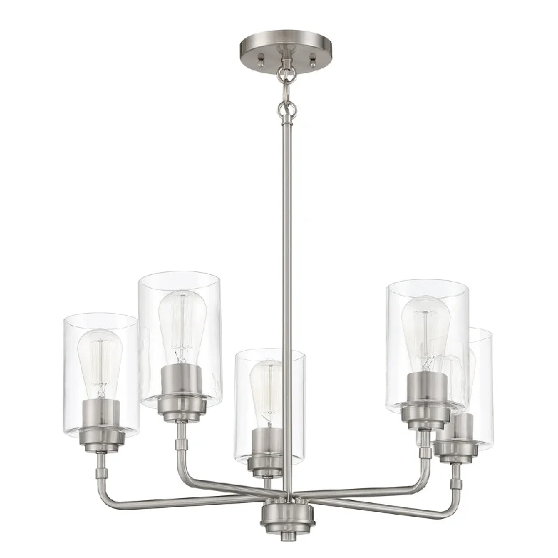 Durable Industrial Lighting for Harsh EnvironmentsStowe 5 Light Chandelier in Brushed Polished Nickel