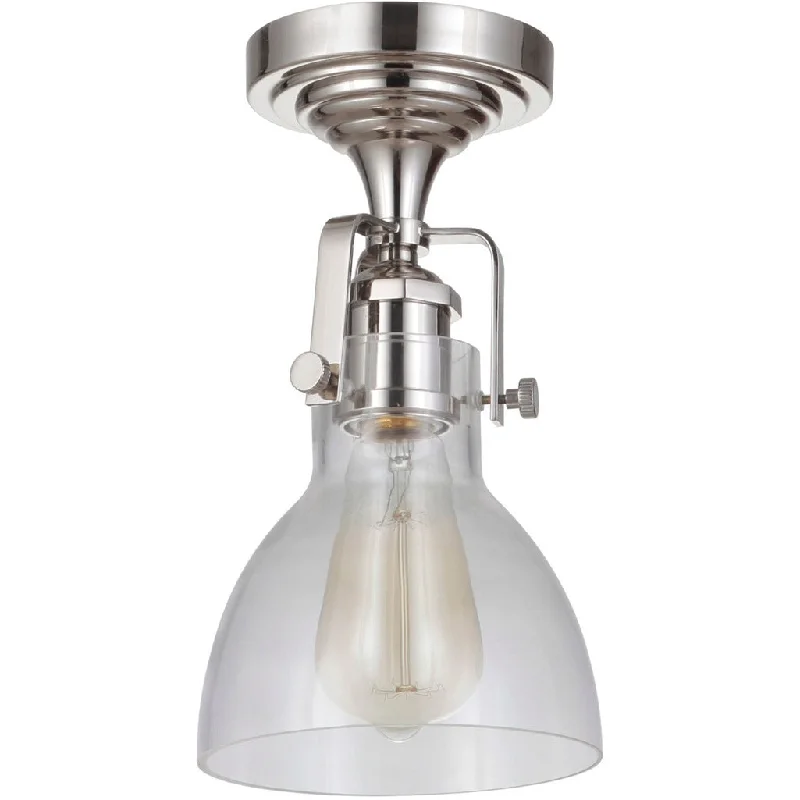 Industrial Lighting with High CRI (Color Rendering Index) for True Color PerceptionState House 1 Light Clear Dome Semi Flush in Polished Nickel Industrial Lighting with High CRI (Color Rendering Index) for True Color PerceptionState House 1 Light Clear Dome Semi Flush in Polished Nickel