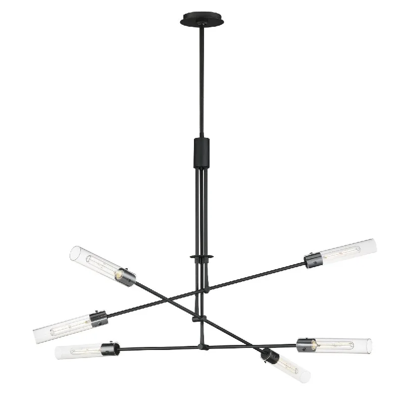 Industrial Ceiling - Mounted Lighting for Assembly PlantsEquilibrium 60 in. 6 Lights LED Pendant Light Black Finish
