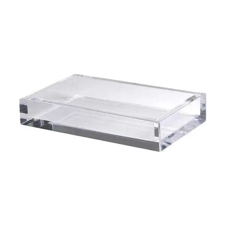 Track lighting with multiple heads for flexibilityIce Clear Vanity tray