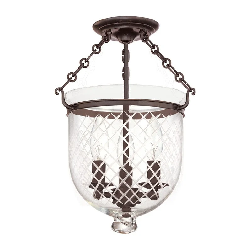 Industrial Lighting for Woodworking FactoriesHampton Three Light Semi Flush Mount