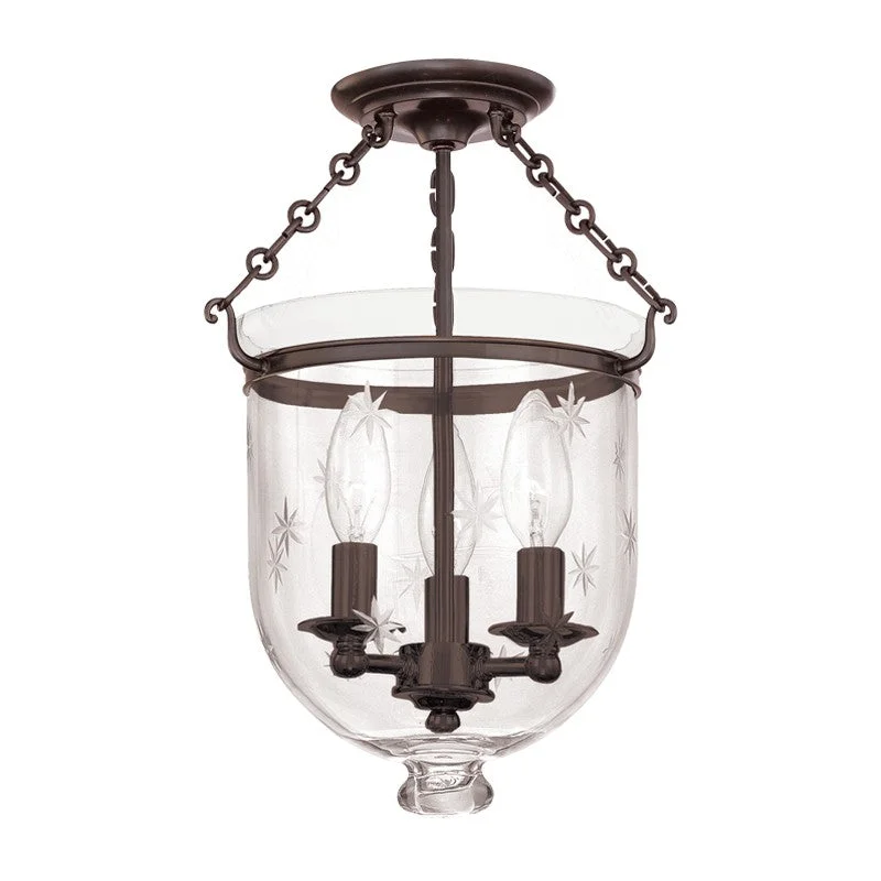 Industrial Lighting for Printing Press FacilitiesHampton Three Light Semi Flush Mount Industrial Lighting for Printing Press FacilitiesHampton Three Light Semi Flush Mount